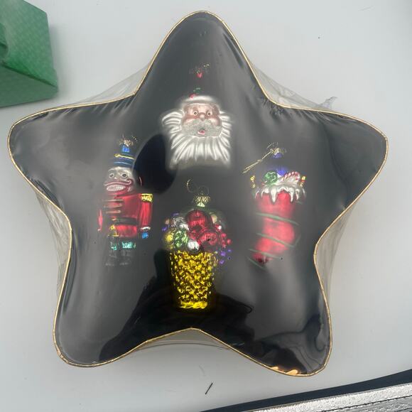 Lubeck Two Sets Hand Painted Blown Glass Christmas Ornaments Keepsake Boxes - Picture 2 of 8